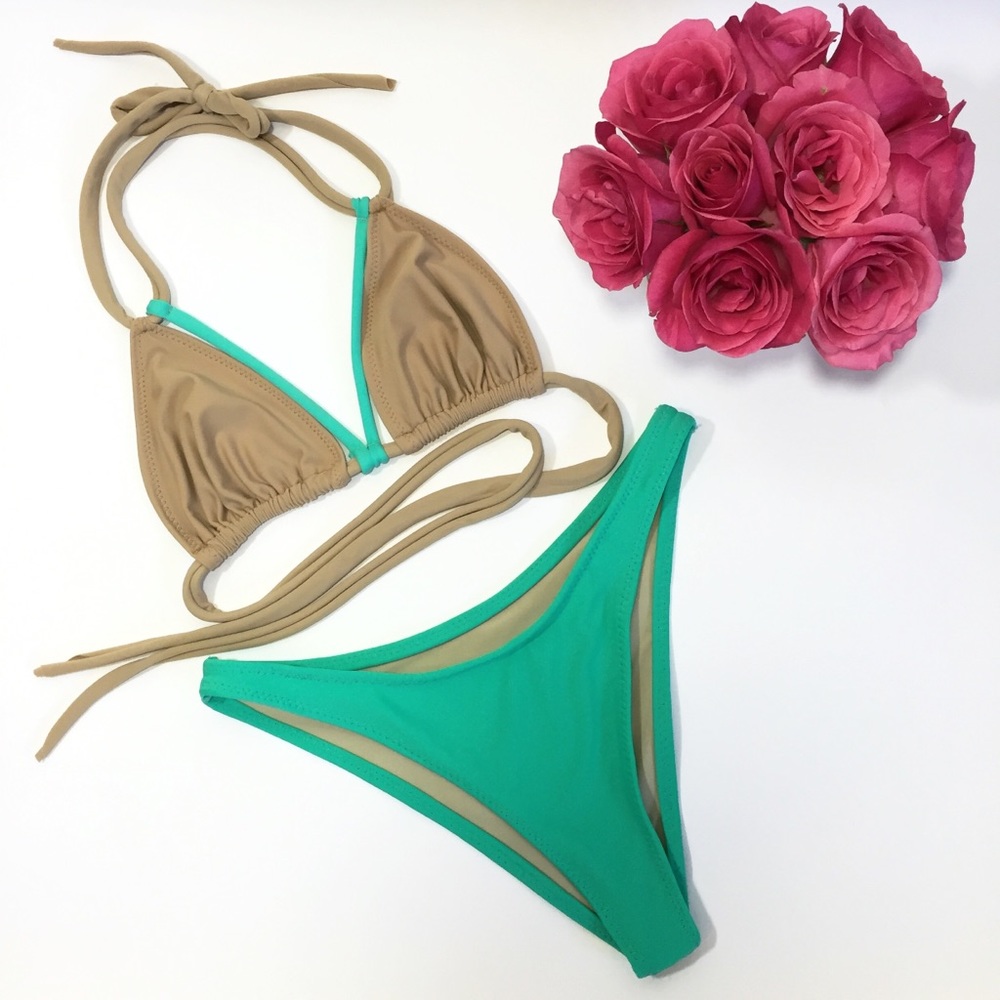 Strappy bikini nude mint